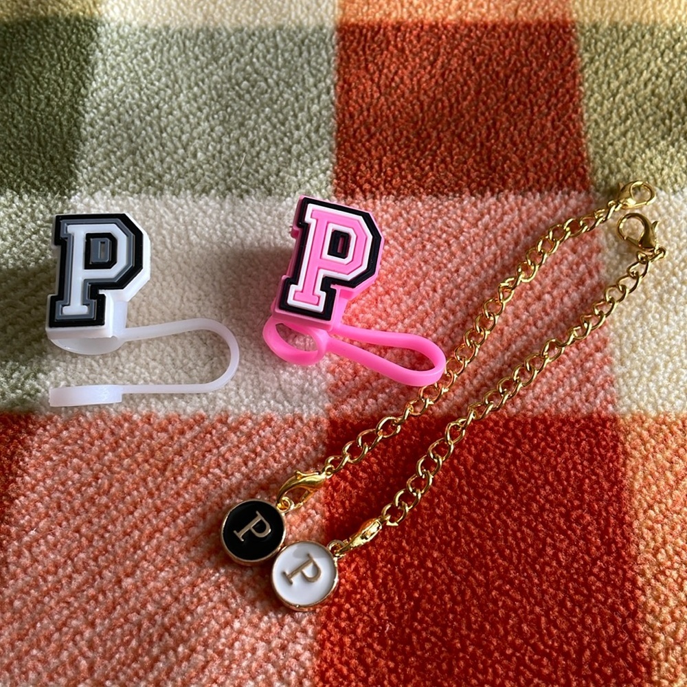 Letter‎ P Straw Covers and Charms for Water bottle
